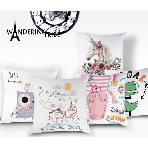 Cartoon Unicorn Pillow Cover Cute Giraffe Sofa Cushion Case Pink Crocodile Simple Decoration Pillows Cover Cases for Sofa Kissen