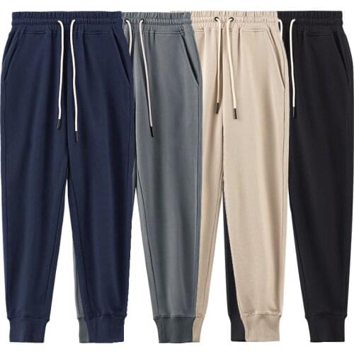 Solid Color Casual joggers Pants Men Brand Sweatpants Fashion Multicolor 360g cotton Pants male four seasons Drawstring trousers