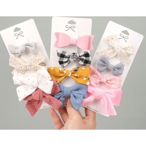 4PCS/SET 2021 New Girls Leopard Hairpins Kids Sweet Hair Clips Barrettes Lovely Hair Bows Children Cute Kids Hair Accessories