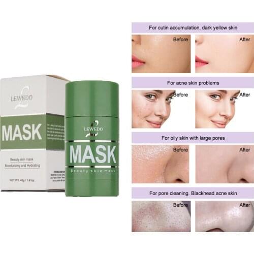 Lewedo Green Tea Solid Cleaning Mask Oil Control Moisturize Purifying Clay Stick Mask Reduce Blackheads Anti-Acne Face Care Mask