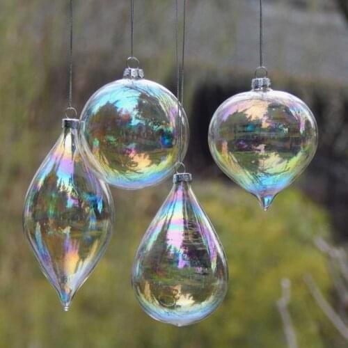 12pcs/pack Diameter=8cm Lustre Pearl Glass Pendant Christmas Tree Hanging Ornaments Home Decoration Friend Gift