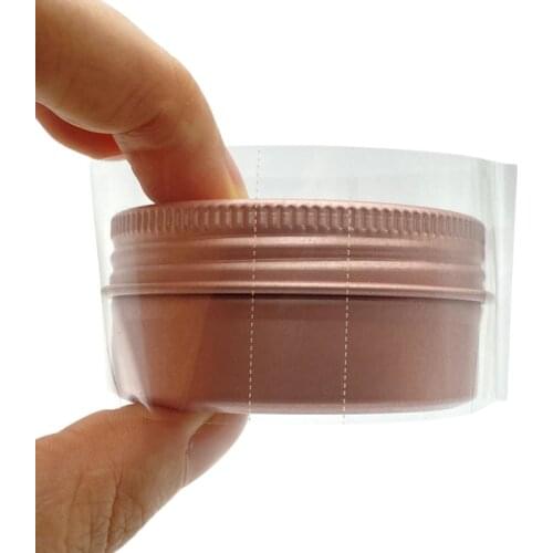 200Pcs Clear PVC Heat Shrink Wrap Film for 30ml 50ml Aluminum Tin Jars Cream Lip Balm Gloss Packaging