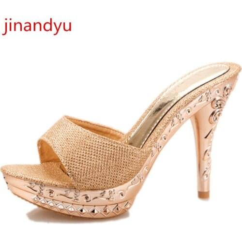 Women Shoes High Heel Platform Sandals Heels Woman Slippers Gold Sliver Black High Heels Summer Wedding Shoes Woman Sandals