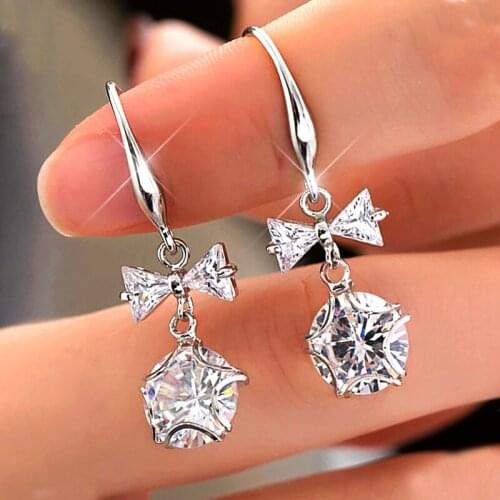 Huitan Luxury AAA Cubic Zirconia Crystal Dangle Earrings for Women Wedding Accessories Anniversary Love Gift Statement Jewelry