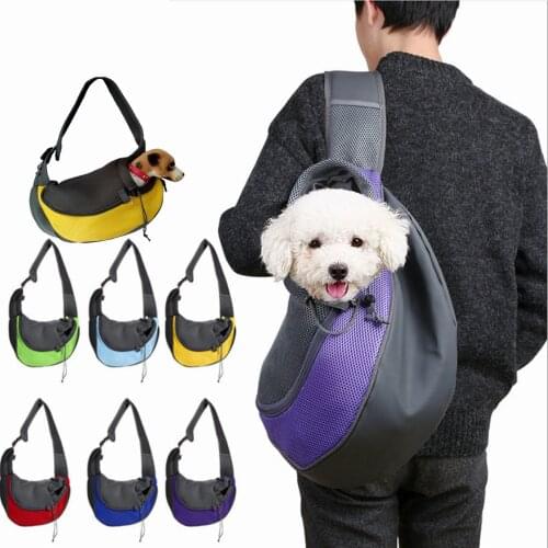 Pet Puppy Carrier Outdoor Travel Handbag Pouch Mesh Oxford Single Shoulder Bag Sling Mesh Comfort Travel Tote Shoulder Bags
