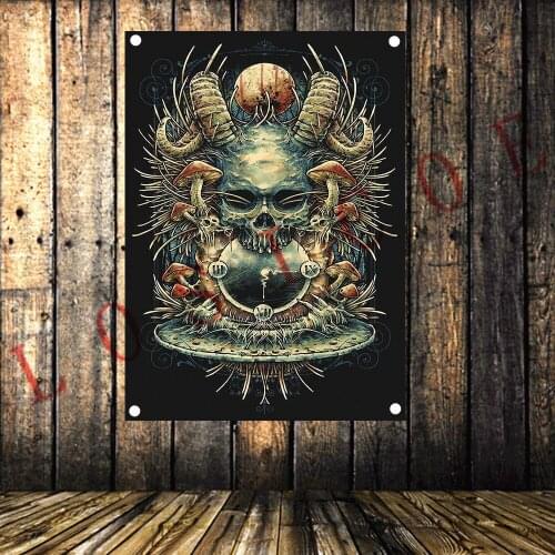 Rock music tattoo vintage poster cloth painting shabby chic flag banner Wall Sticker Party music festival background decoration