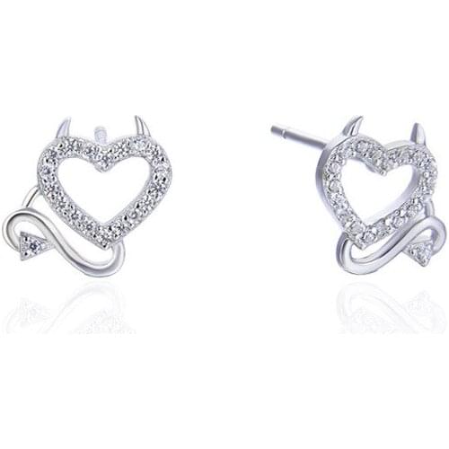 YJAR001853 New Fashion S925 Pure Silver Earrings Women Small Fresh Heart-shaped Drilling Ear Nails for Girls Ear Studs