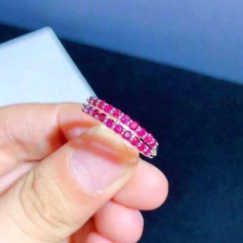 Jewelry 925 Silver Ruby Ring for Daily Wear 2mm Natural Ruby Silver Ring Brithday Gift for Young Girl