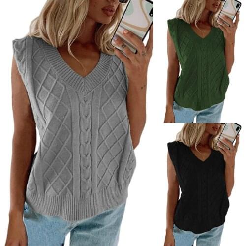 Women V Neck Sleeveless Sweater Vest Knitted 2020 Jumper Autumn Winter Split White Korean Preppy Pullover Loose Top Casual