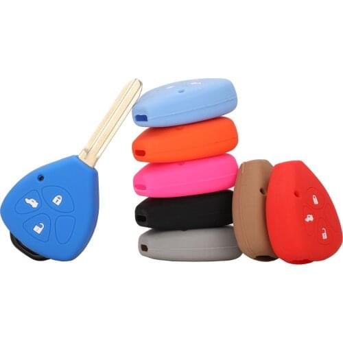 New 10pcs 3 Buttons Silicone Car Key Case Shell Cover Protector For Toyota Camry COROLLA Vios REIZ CROWN RAV4 2015 Holder