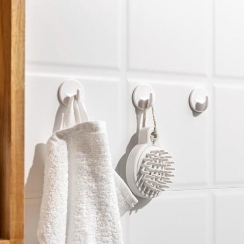 6 PCS Japanese Strong Self-adhesive Door Wall Hanging Hook Kitchen Bathroom Heavy Load Rack Non-marking Plastic Wall Hanging