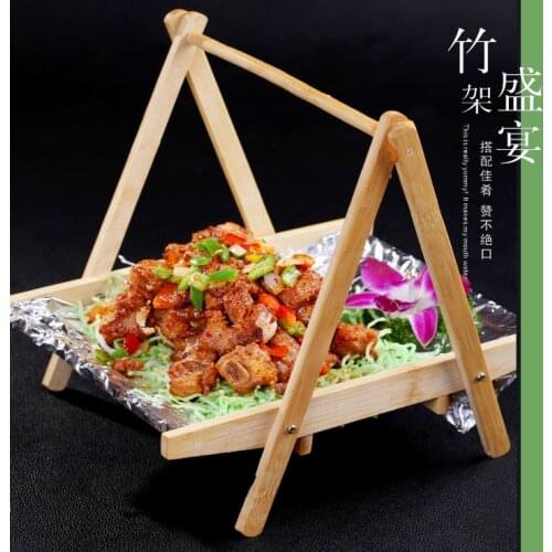 Bamboo drying rack mutton rack fried snacks vegetables bamboo folding basket bamboo garment rack fruit plate sushi lettuce