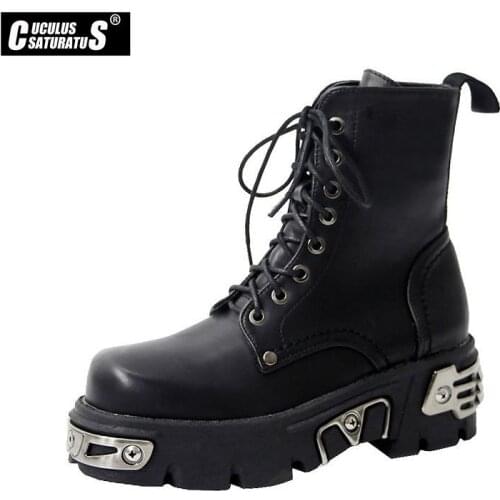CUCULUS Black Leather Ankle Boots For Women Lace Up Women Martin Boots Fashion Street Style Motorcycle Boots With Plush 2014