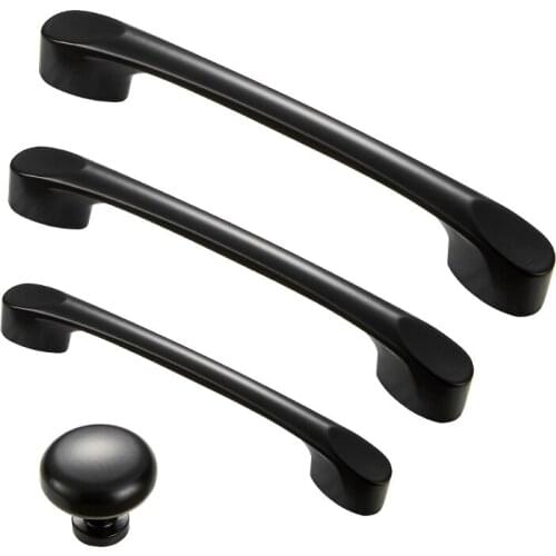American Style Black Cabinet Handles Solid Aluminum Alloy Kitchen Cupboard Pulls Drawer Knobs Furniture Handle Hardware