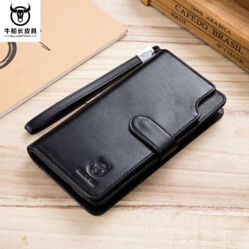 Long Wallet Mens Leather Long Buckle Retro Casual Leather Multifunctional Card Holder Coin Wallet