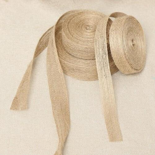 5M 10M Natural Vintage Jute Burlap Ribbon DIY Weddings Belt Strap Floristry Wedding Party Decor Craft