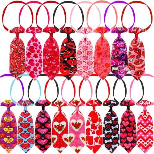 50pcs Valentines Day Dog Supplies Pet Cat Dog Neckties Bowties Love style Small Dogs Puppy Tie Dog Accessories For Small Dogs