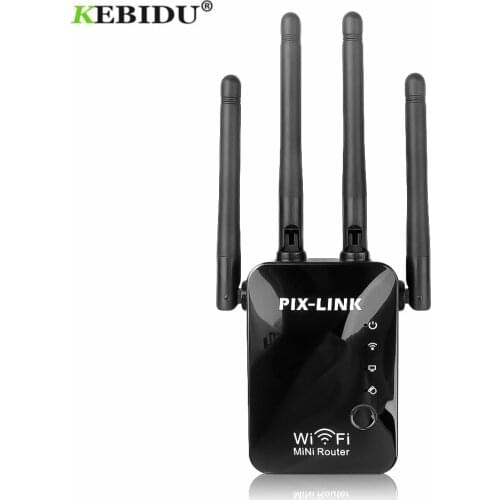 KEBIDU 300Mbps Wireless Wifi Extender Repeater/Router Dual Band 2.4Ghz 4 Wi fi Antenna Long Range Signal Amplifier