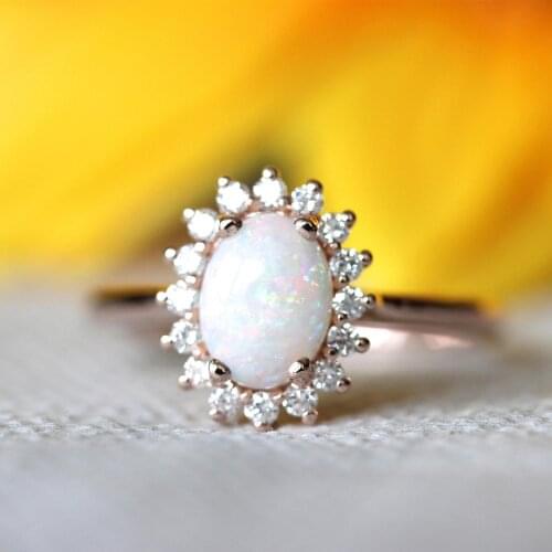 Anillos Yuzuk White Opal Egg Shape 925 Jewelry Wedding Bands Trendy European Style Rose Gold Luxury Rings Fine Jewelry