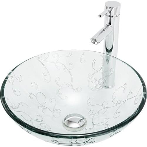 Creative Crystal Die-casting Wash Basin Tempered Glass Wash Basin Modern Art Above Counter Wash Basin With Faucet
