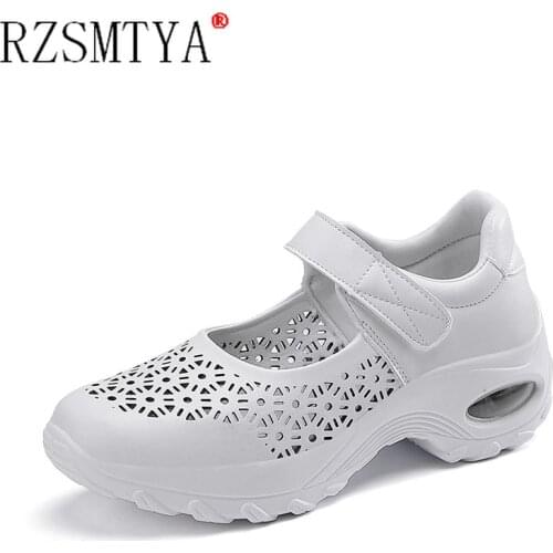Hot Selling Summer New Style Womens Outdoor Sneakers Comfortable Breathable Hollow Casual Shoes Sports Mesh Womans White Shoes