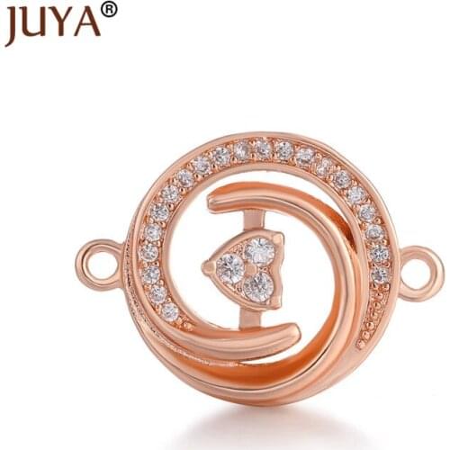 Rhinestone heart pendant round charms connectors for bracelet necklace jewelry making Hand made diy jewelry findings components