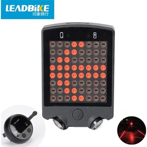Leadbike Wireless Bicycle Rear Light 64 LED Laser Tail Light USB Rechargeable Safety Warning Turn Signals Light Bike Light