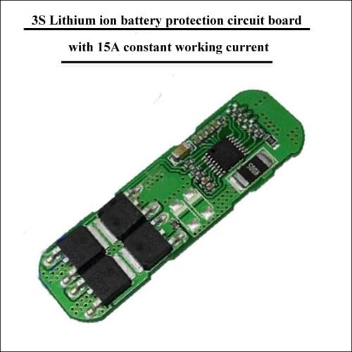3S Li-ion battery PCB 12.6V BMS for 18650 battery and lithium polymer battery pack with 15A working current