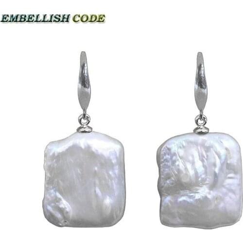 NEW KIND pearl baroque keshi hook dangle earrings Rectangle shape natural fresh water pearls Special for women fine