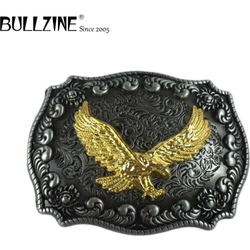The Bullzine wholesale Eagle belt buckle with gold and pewter finish FP-03523 suitable for 4cm width belt