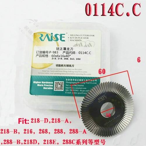 Original Raise 0114 C.C Tungsten Steel Face Milling Cutter 60x6x16mm For Horizontal key Cutting Machine 218-D,218-A,218-B, 216