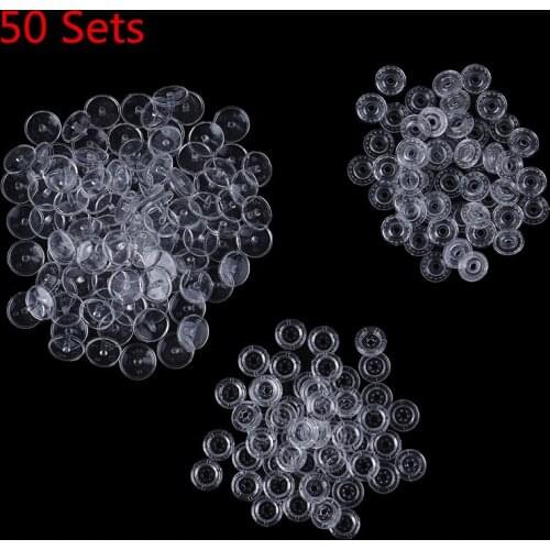 50 Sets Plastic Clear KAM Resin Snap Buttons Snaps Fasteners Press Studs T5 Caps
