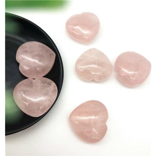 Drop Shipping 1PC Natural Pink Rose Quartz Heart Shaped Crystal Polished Stones Healing Decor Gift Natural Stones and Crystals