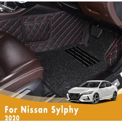 RHD Luxury Double Layer Wire Loop Carpets Car Floor Mats For Nissan Sylphy 2020 Auto Accessory Kits Protect Dash Foot Pads Rugs
