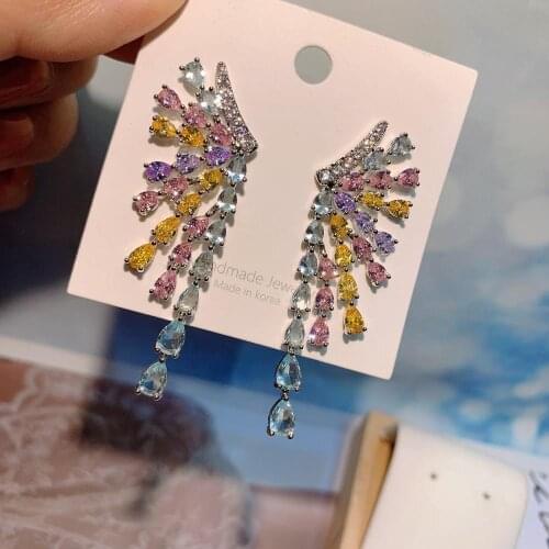 HIBRIDE Luxury Fireworks CZ Stud Earrings For Women Wedding Cubic Zirconia Dubai Bridal Earrings Costume Jewelry 2020 E-675