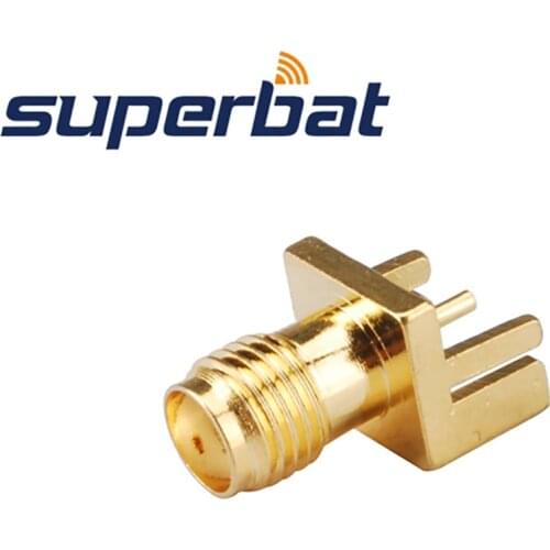 Superbat 10pcs SMA End Launch Female Jack PCB Mount Wide Flange .031''(0.79mm)