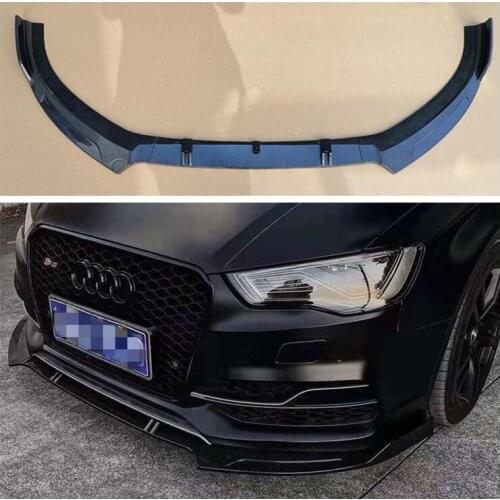 High Quality ABS PAINT CARBON FIBER FRONT BUMPER SPOILER LIP SPLITTERS WIND KNFE COVER For AUDI A3 S3 Sline Sedan 2014 2015 2016