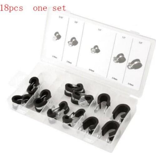 Free shipping Pipe Clamp 18pcs/lot Galvanized iron Rubber Lined P Clips Cable Mounting Hose Pipe Clamp Mikalor