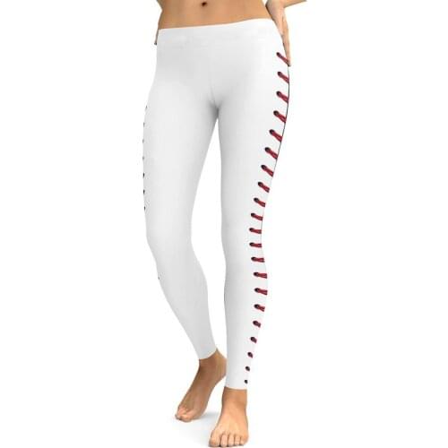 Womens Digital Printed Visual Staggered Baseball Slim Yoga Fitness Sports Gym Running Pants Leggings
