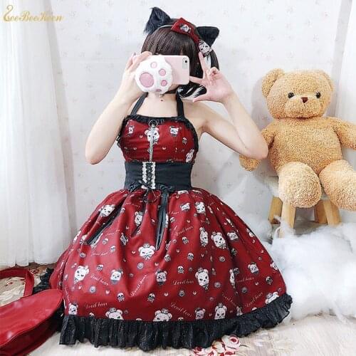 Lolita Cosplay Costume For Girls Anime Sweety Lolita JSK Dress For Women Japanese Cute Lolita bear clothes Headwear For Girls