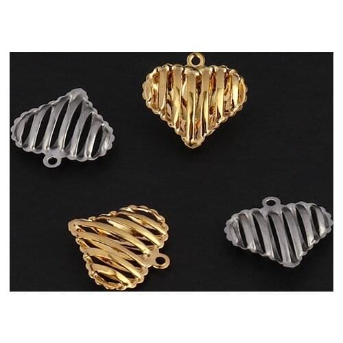 10pcs/Lot Charms stainless steel heart bracelet charms17*17mm Geometric Hollow Heart designer charms for bracelets Accessories