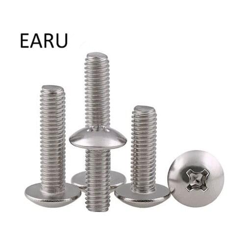 100pcs 316 Stainless Steel Round Pan Truss Cross Phillips Mushroom Head Screws Bolt M3*4/5/6/8/10/12/14/16/20/25/30mm