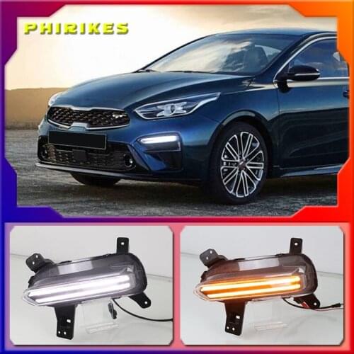 2Pcs For Kia K3 Cerato 2018 2019 2020 LED Daytime Running Light Flowing Turn Signal Relay 12V Car DRL Fog Lamp