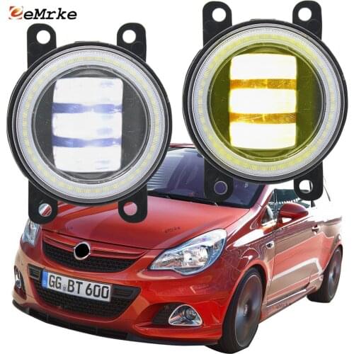 2X Led Angel Eye DRL for Opel Corsa D OPC VXR Vauxhall 2007 2008-2013 2014 2015 LED Fog Lights Lamp Lens Daytime Running Light