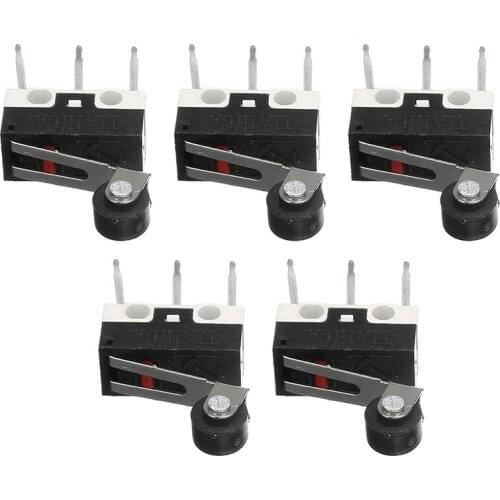 5pcs Miniature Microswitch Lighting Accessories 3-Pin Mini Roller Lever Actuator Microswitch SPDT Electrical Micro Switch