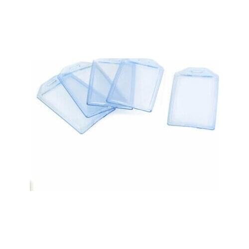 5 Pcs Clear Blue Soft Plastic Vertical A7 Name Card Badge Holders
