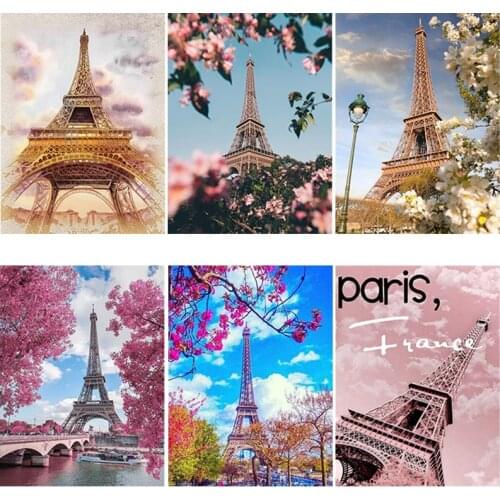 DIY 5D Diamond Painting Iron Tower Diamond Embroidery Landscape Cross Stitch Full Round Square Drill Rhinestones Gift Home Decor