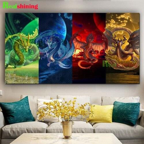 Large DIY Diamond Painting Resin Square round Mosaic Diamond Embroidery Dragon Rhinestones Decorative Paint with Diamonds N1598