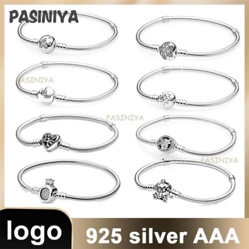 20 Sterling Silver Bracelet S925 With Logo Exquisite Luxury Love Tree Snowflake Crown Diamond Charm Girls Party Jewelry Gifts