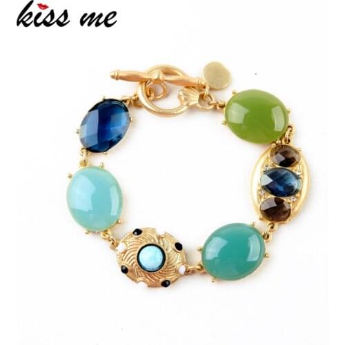 Kissme Fresh Summer Ocean Beach Resin Gem Charm Bracelets For Women Gold Color Alloy 2020 New Style Fashion Jewelry Accessories
